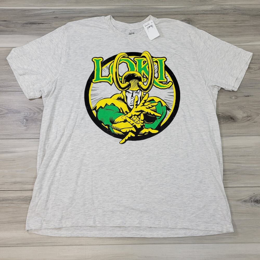 Marvel Comics Graphic T-Shirt Men's 3XLT Light Gray Loki New